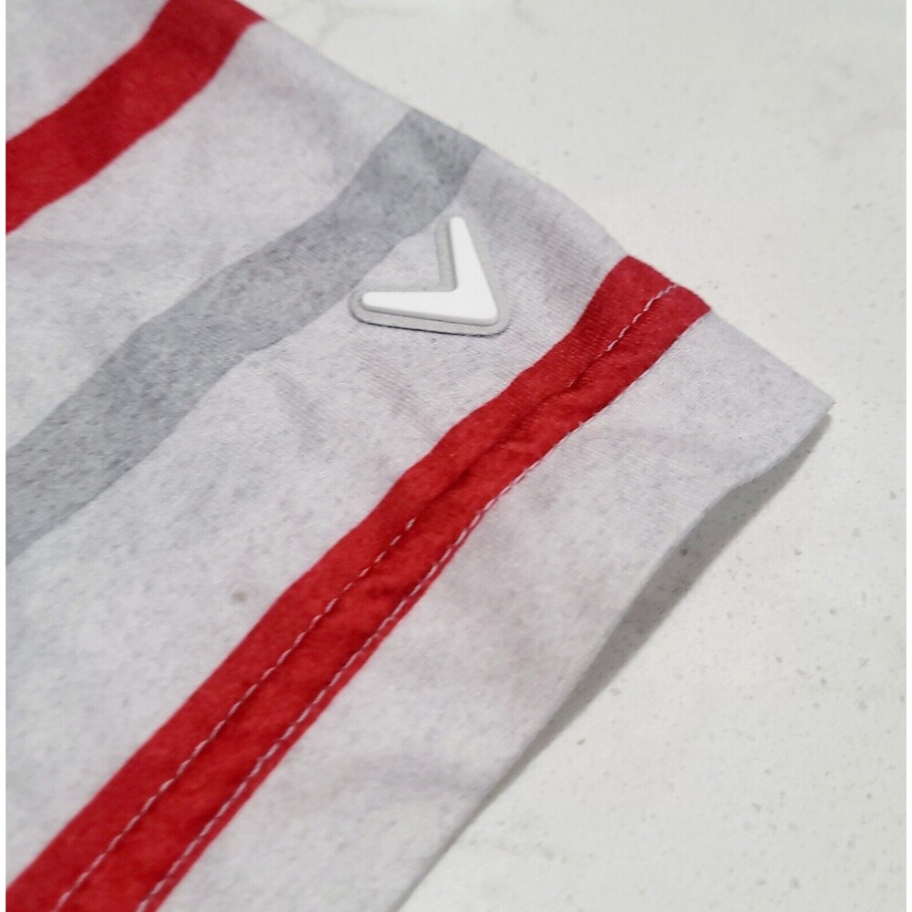 CALLAWAY OPTI-DRI GOLF Polo Shirt XL Gray Red Striped Moisture Wicking NWOT - Picture 6 of 12